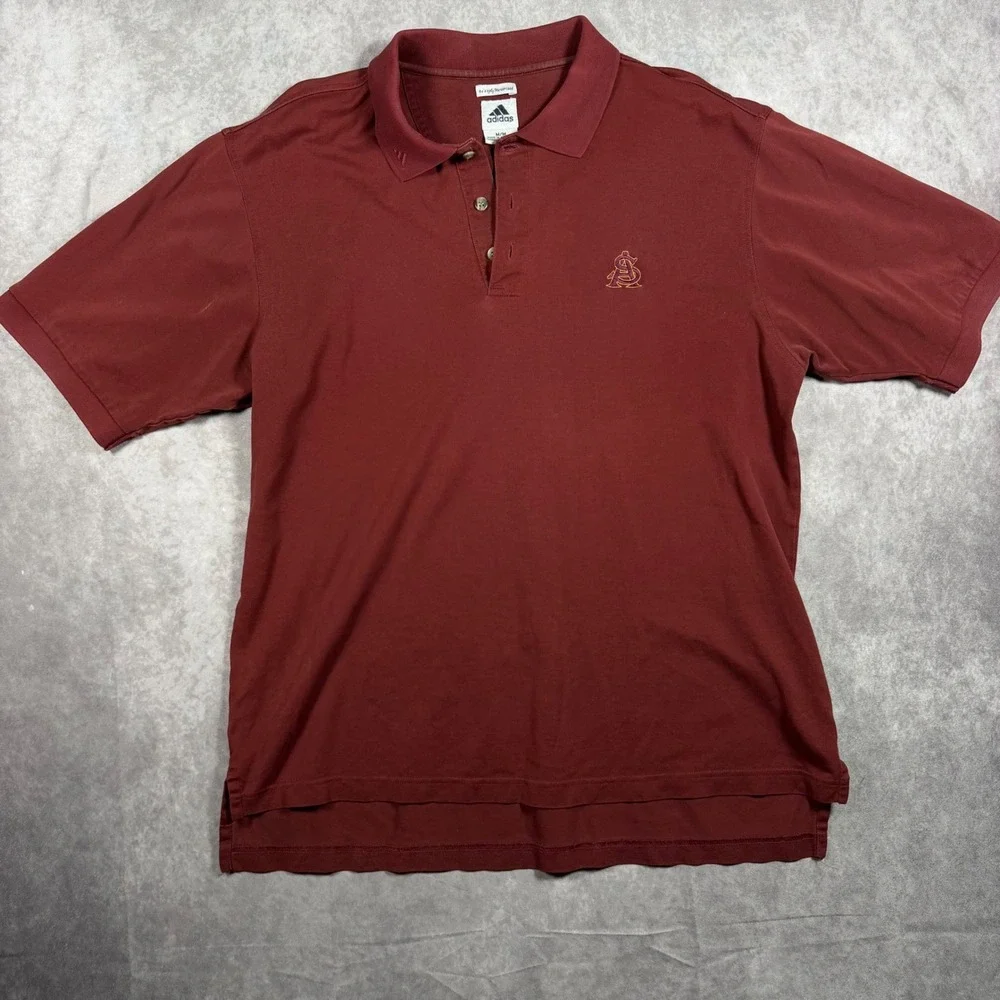 Adidas ASU Arizona State Sun Devils Polo Shirt Mens M Maroon Cotton Football